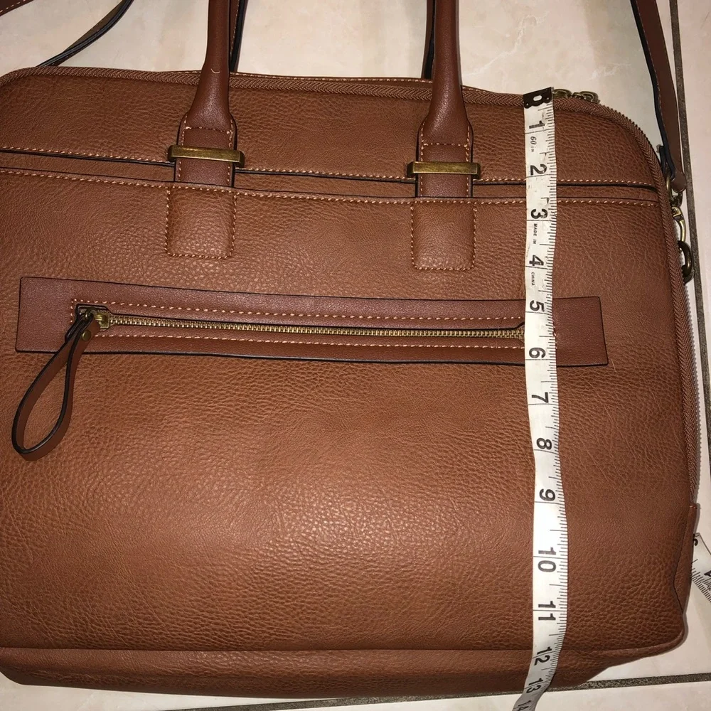 Brown Faux Leather Messenger Bag